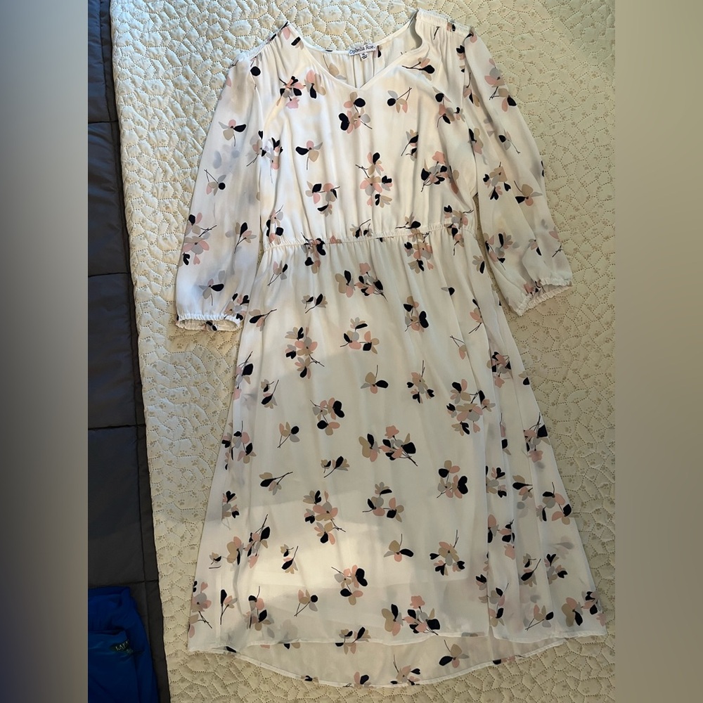 Floral White Midi Dress